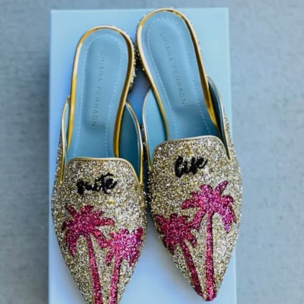 Chiara Ferragni palm tree flats new